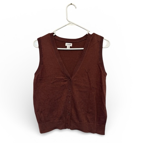Vintage Sweaters - Vintage Y2K Era J. Crew Simple Brown Sweater Vest Size Small